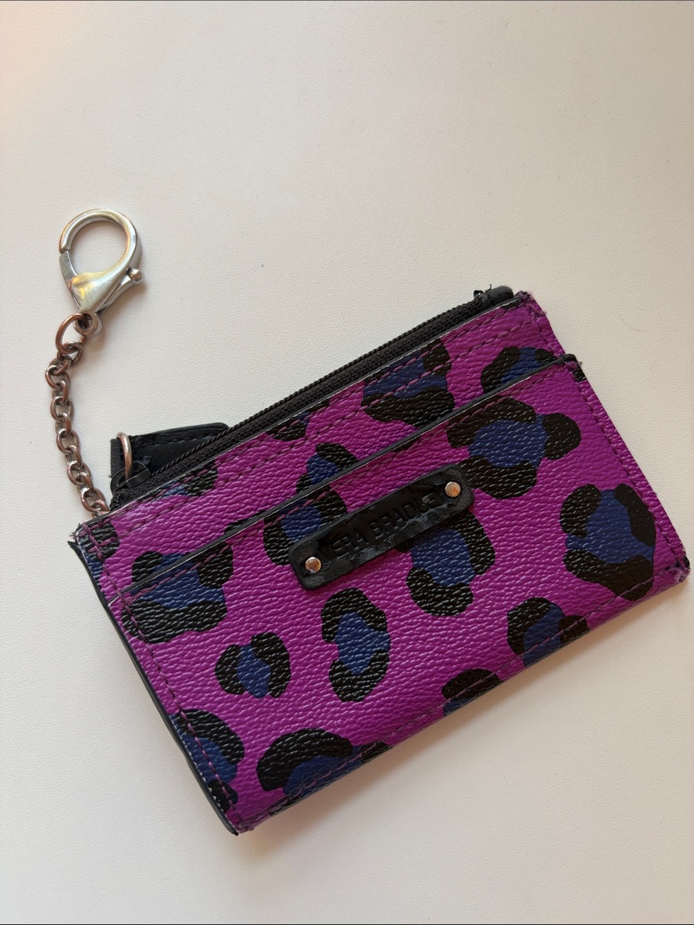 Vera Bradley Purple and Black Leopard Print Card & Key Pouch